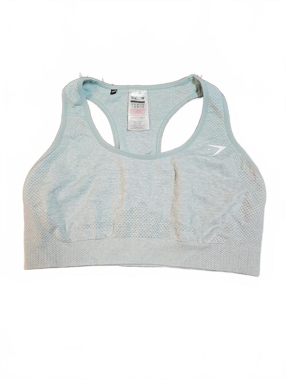 Gymshark Bra Women Large Green Heather Vital Seamless 2.0 Yoga Gym Mesh Athletic